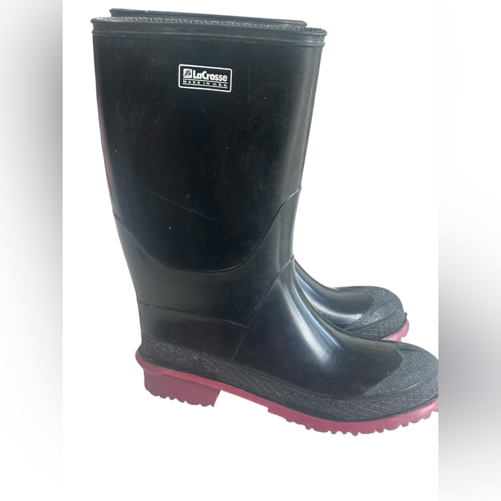 LaCrosse Black Boots with Red‎ Soles Youth Size 5